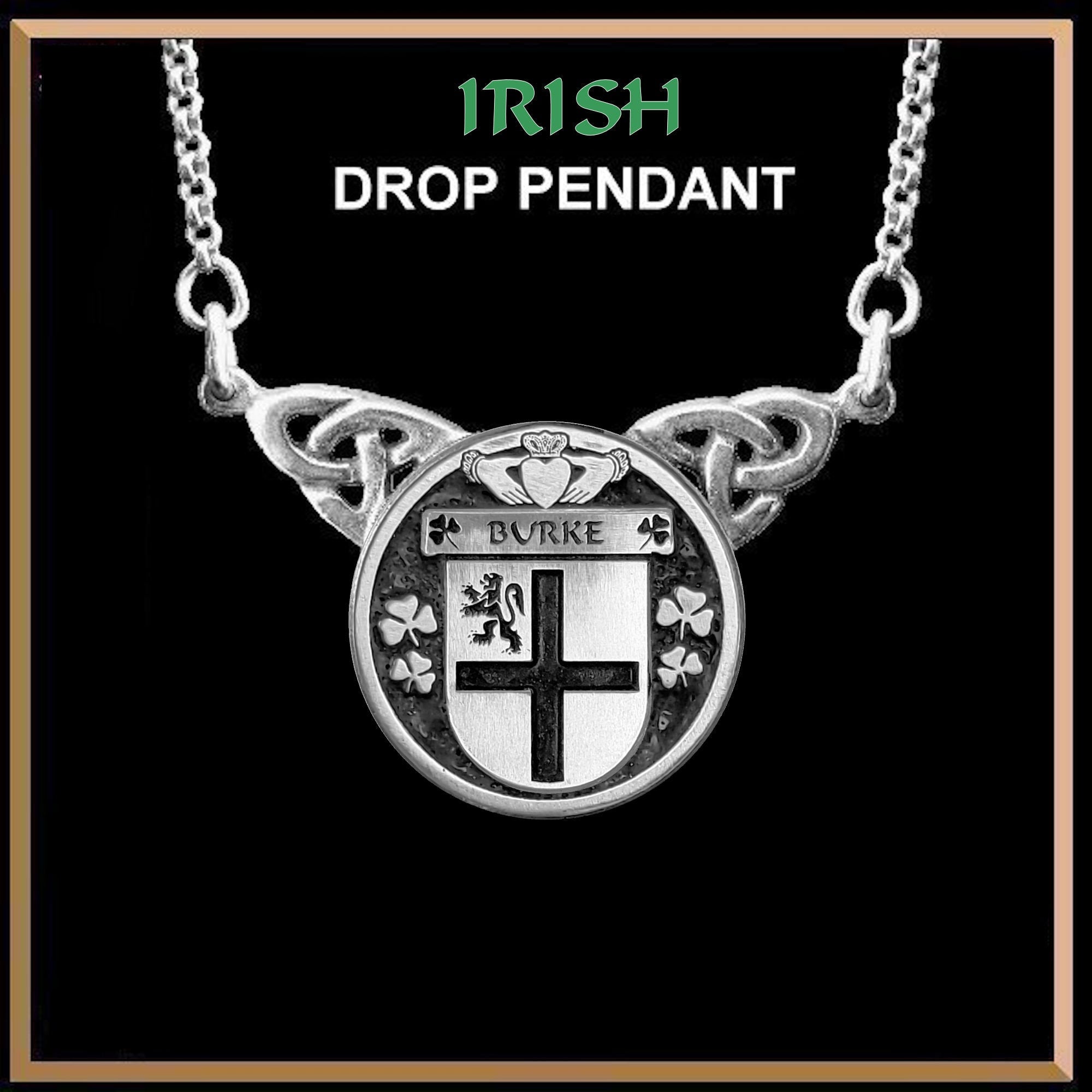 Burke Irish Coat of Arms Double Drop Pendant ~ ILP03