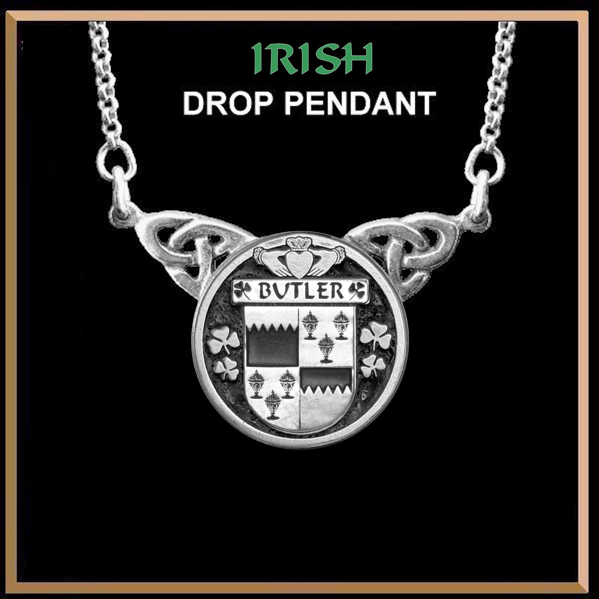Butler Irish Coat of Arms Double Drop Pendant ~ ILP03