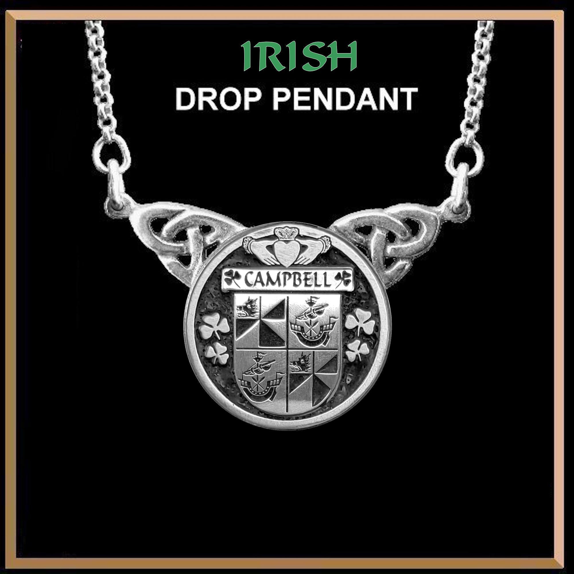 Campbell Irish Coat of Arms Double Drop Pendant ~ ILP03
