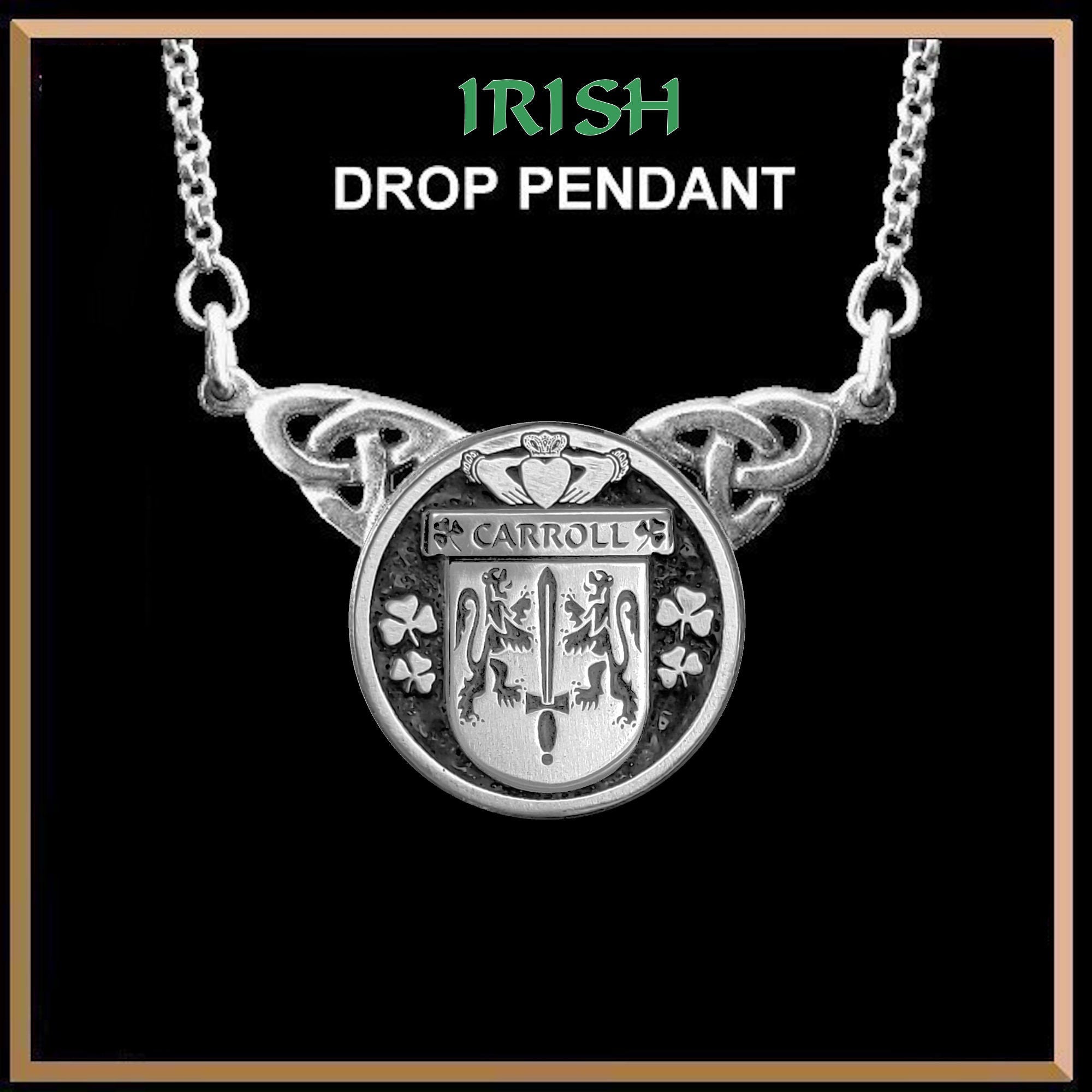 Carroll Irish Coat of Arms Double Drop Pendant ~ ILP03