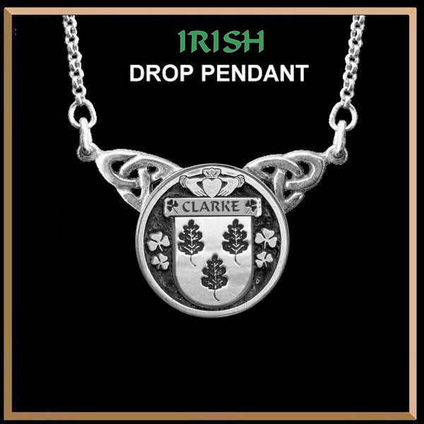 Clarke Irish Coat of Arms Double Drop Pendant ~ ILP03