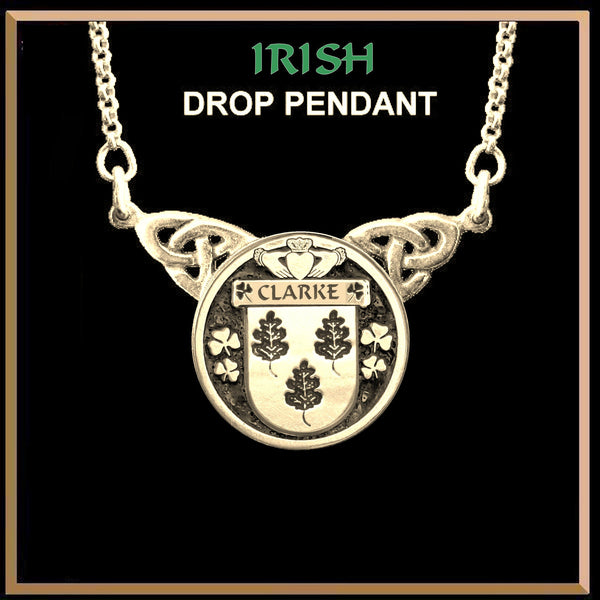 Clarke Irish Coat of Arms Double Drop Pendant ~ ILP03
