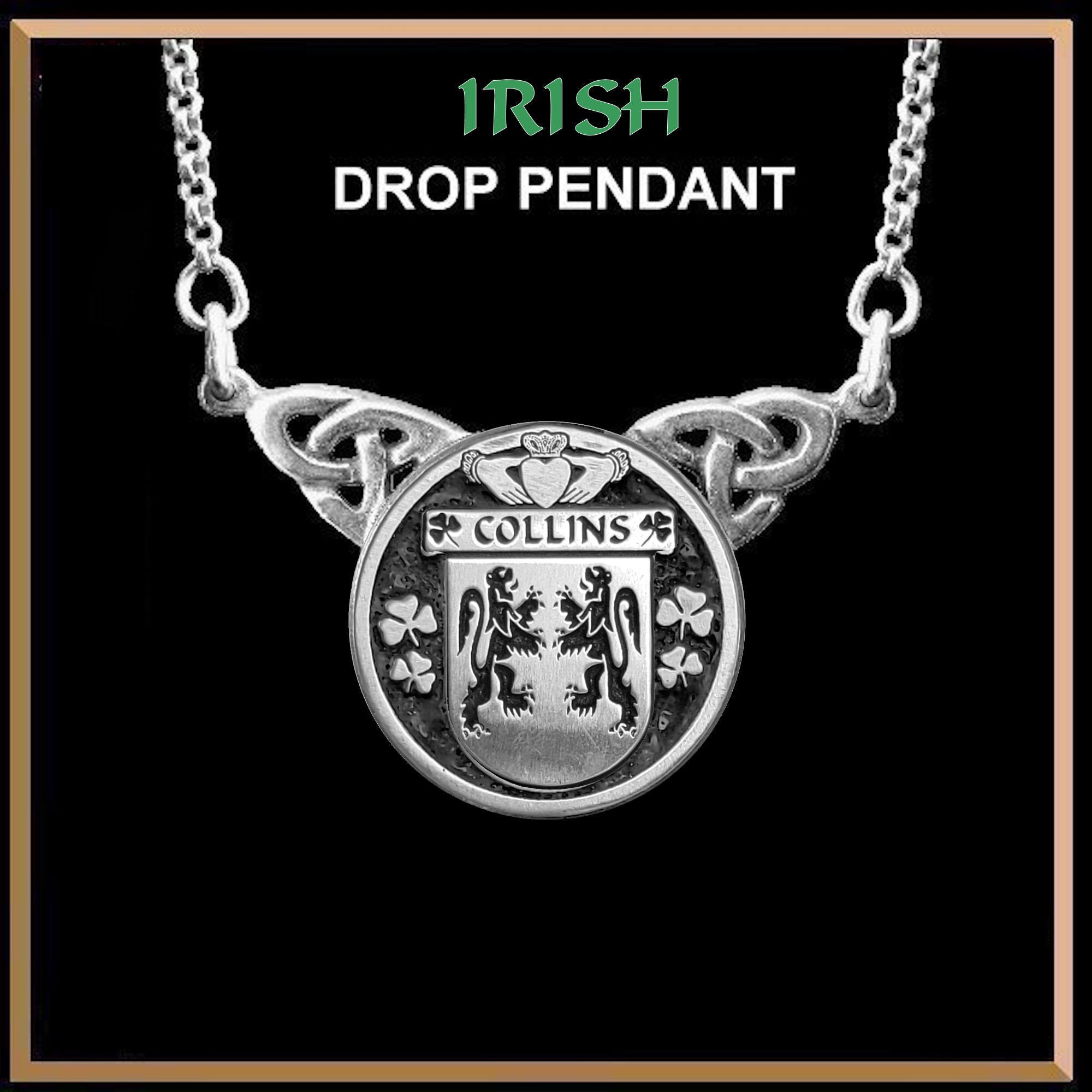 Collins Irish Coat of Arms Double Drop Pendant ~ ILP03