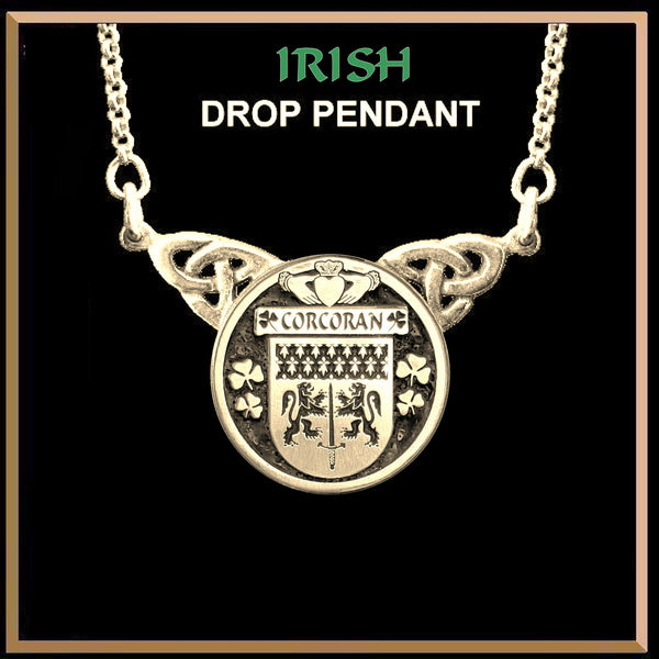 Corcoran Irish Coat of Arms Double Drop Pendant ~ ILP03