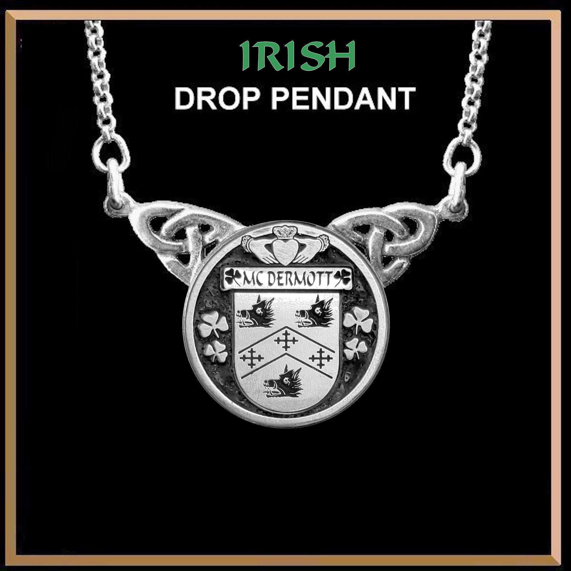 McDermott Irish Coat of Arms Double Drop Pendant ~ ILP03
