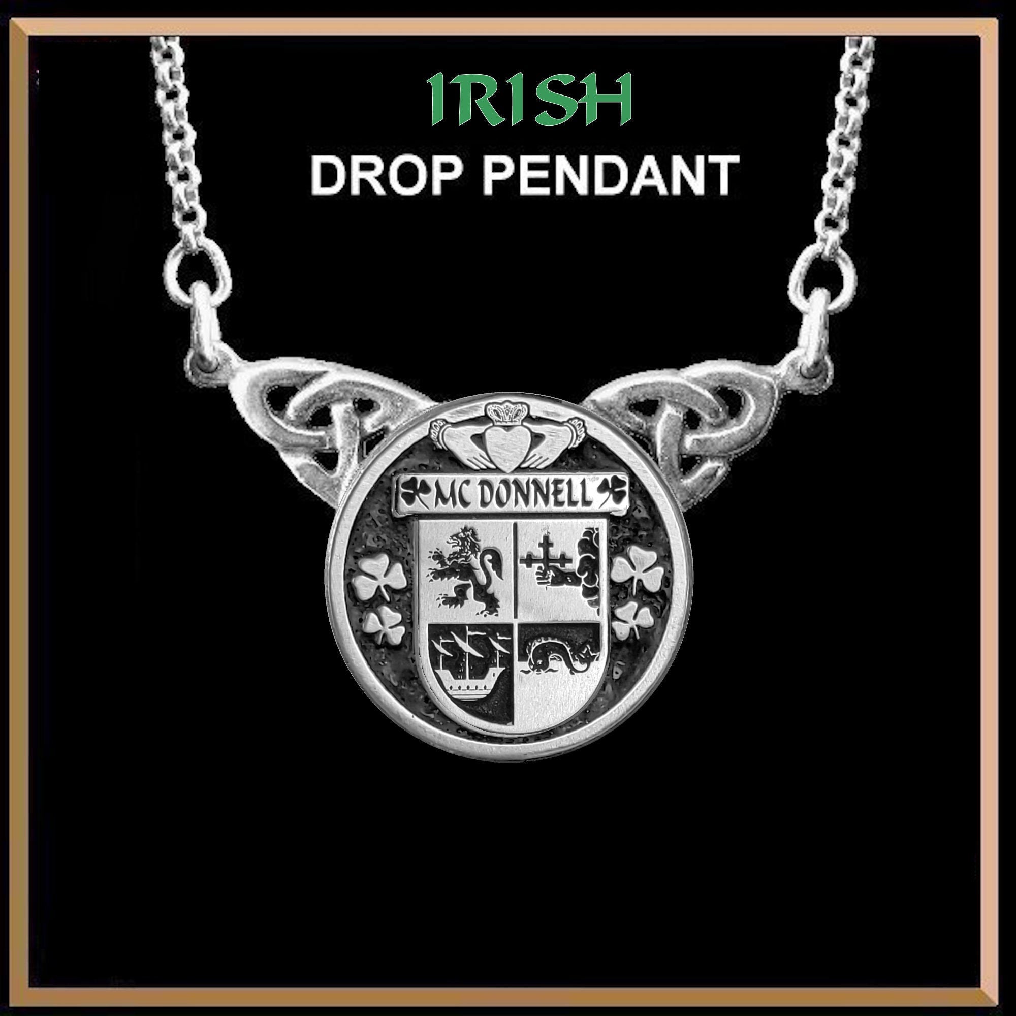 McDonnell Irish Coat of Arms Double Drop Pendant ~ ILP03