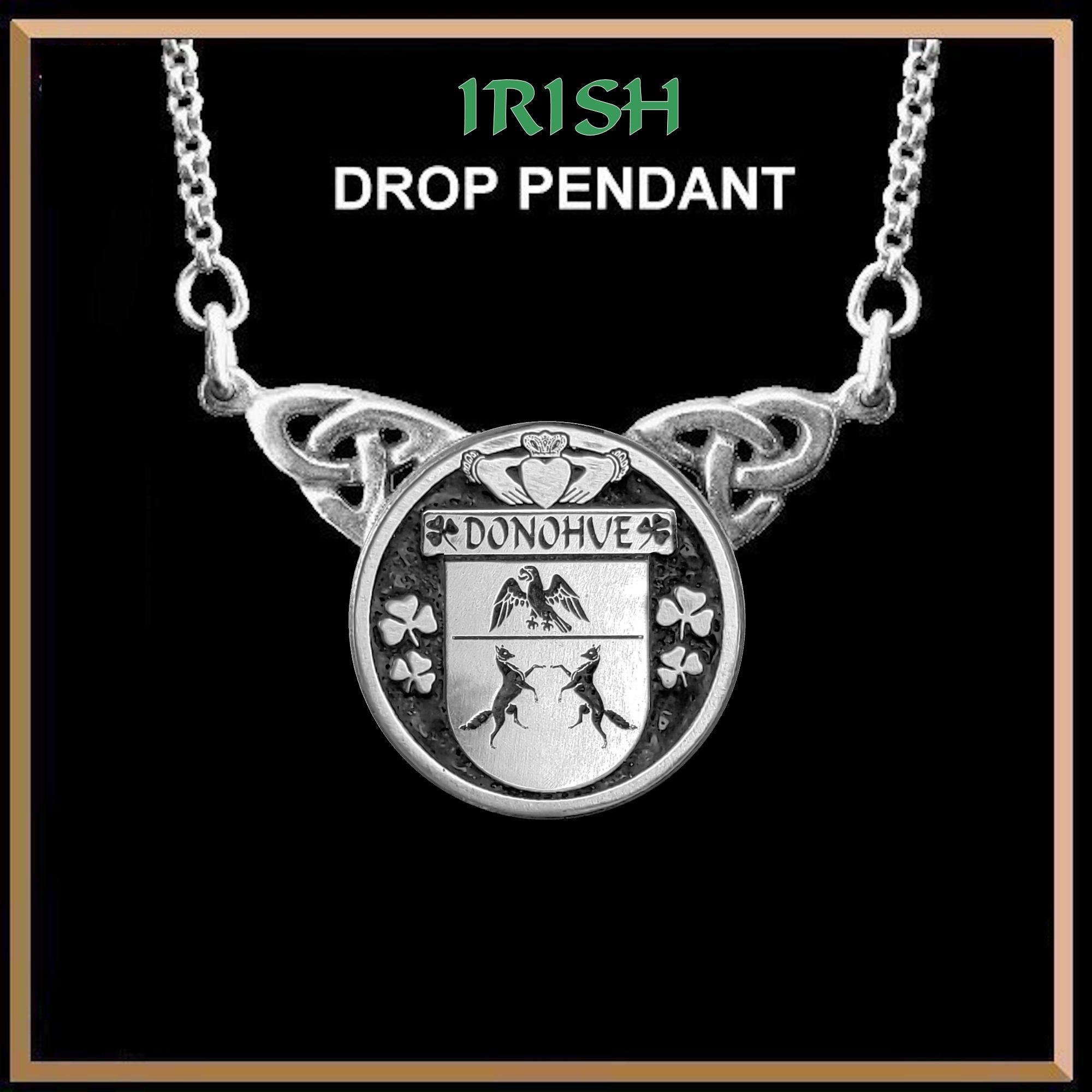 Donohue Irish Coat of Arms Double Drop Pendant ~ ILP03