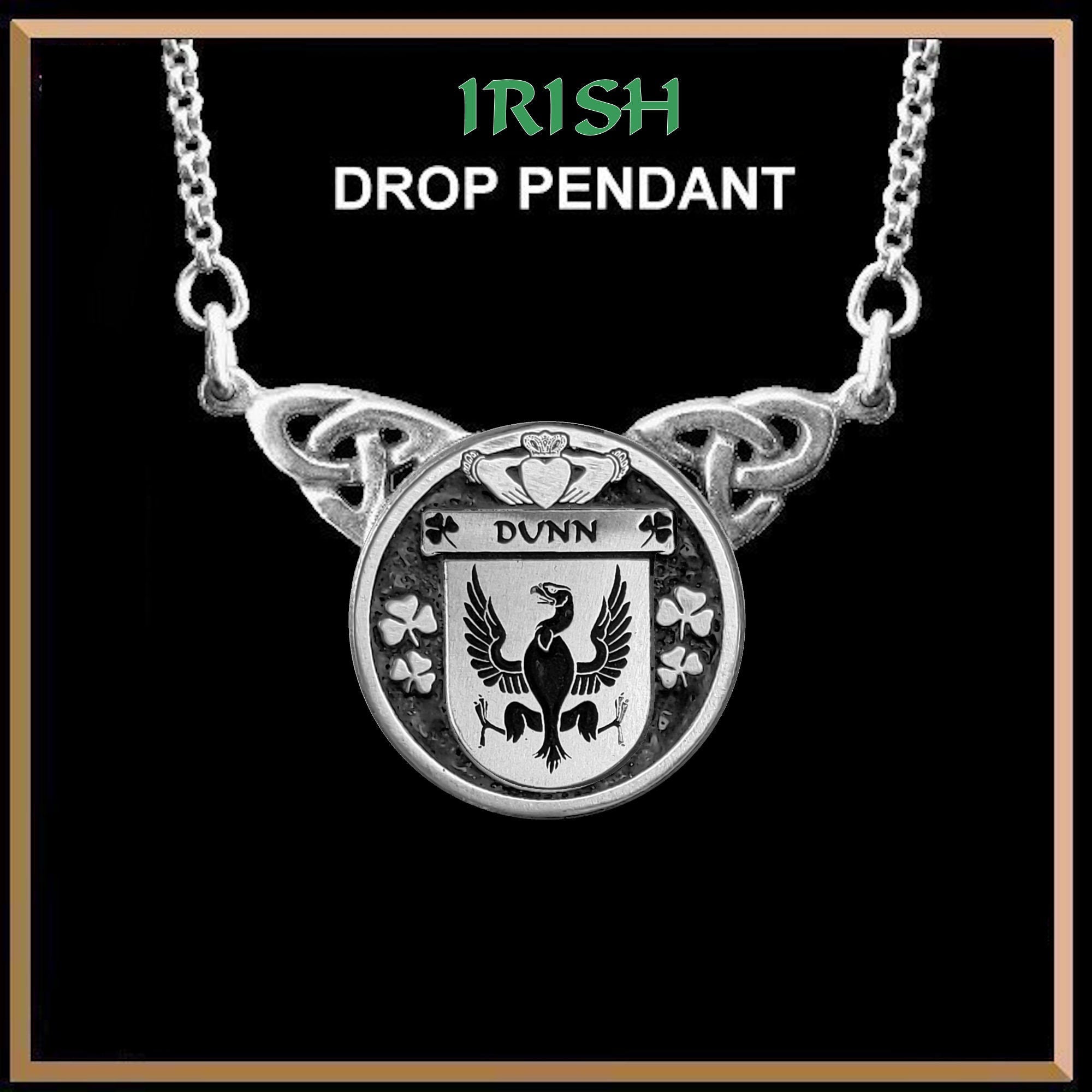 Dunn Irish Coat of Arms Double Drop Pendant ~ ILP03