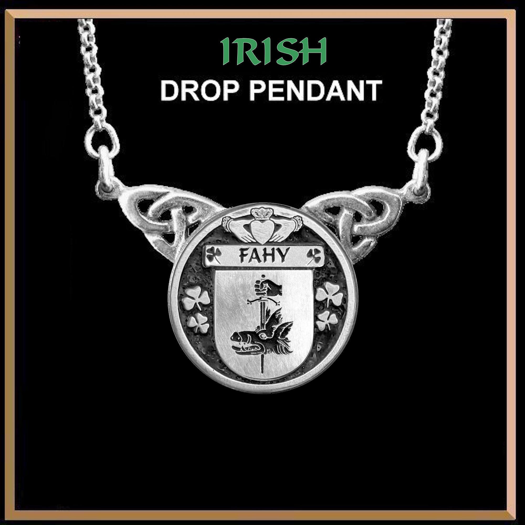 Fahy Irish Coat of Arms Double Drop Pendant ~ ILP03
