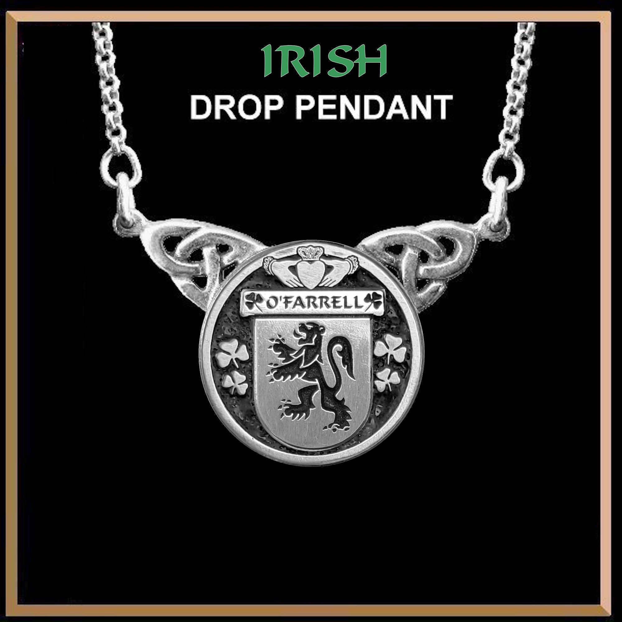 O'Farrell Irish Coat of Arms Double Drop Pendant ~ ILP03