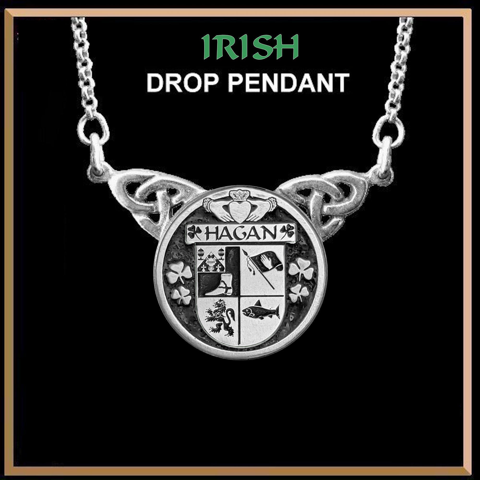 Hagan Irish Coat of Arms Double Drop Pendant ~ ILP03