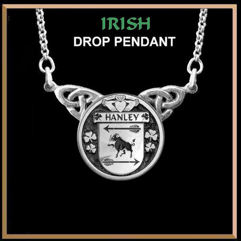 Hanley Irish Coat of Arms Double Drop Pendant ~ ILP03