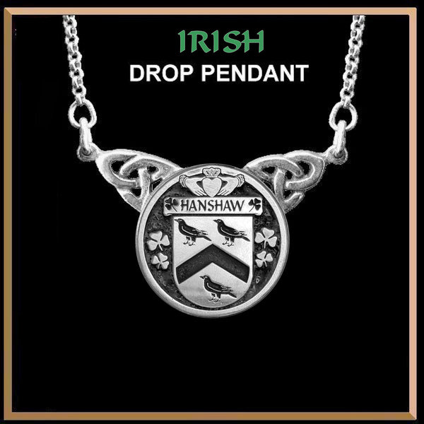 Hanshaw Irish Coat of Arms Double Drop Pendant ~ ILP03