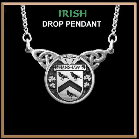 Hanshaw Irish Coat of Arms Double Drop Pendant ~ ILP03