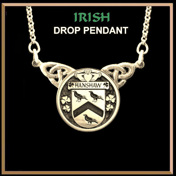 Hanshaw Irish Coat of Arms Double Drop Pendant ~ ILP03
