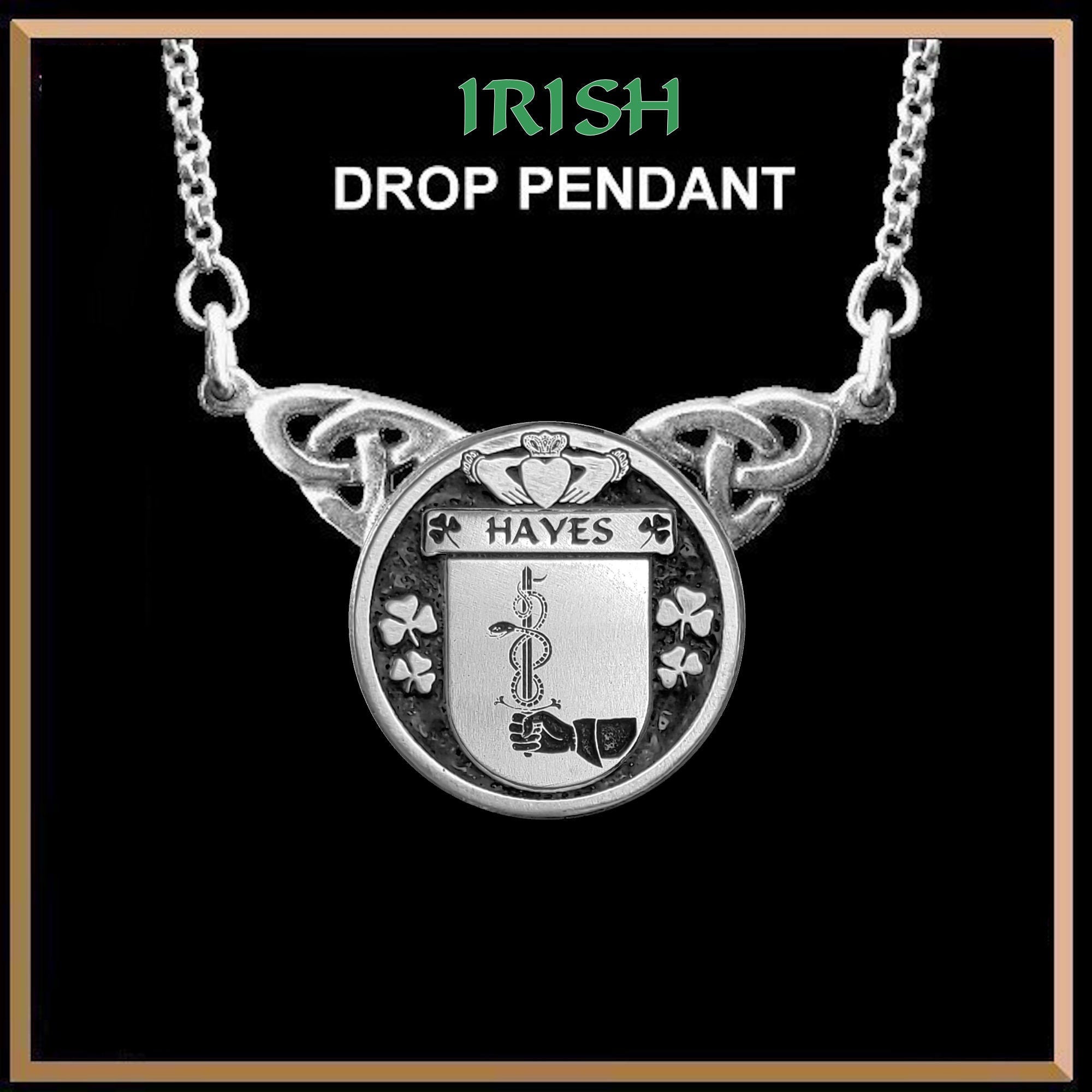 Hayes Irish Coat of Arms Double Drop Pendant ~ ILP03