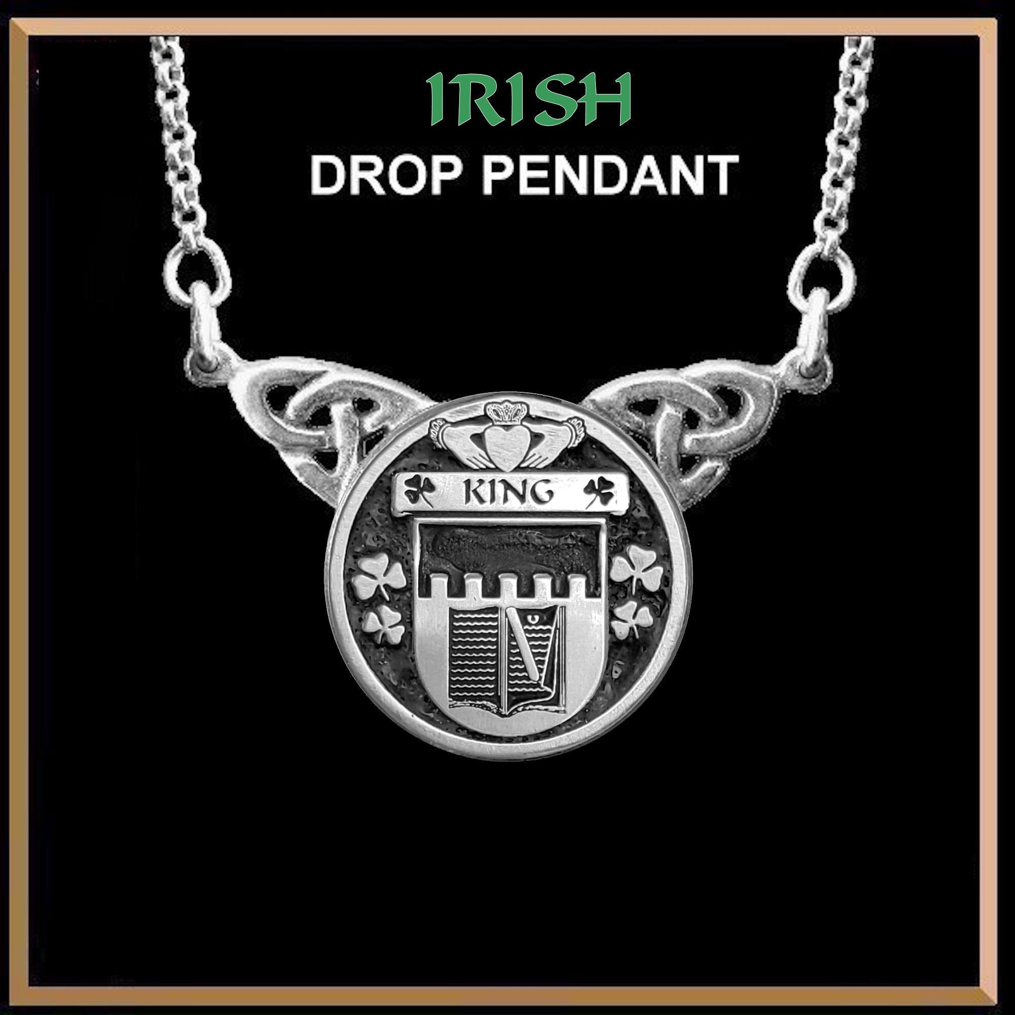 King Irish Coat of Arms Double Drop Pendant ~ ILP03