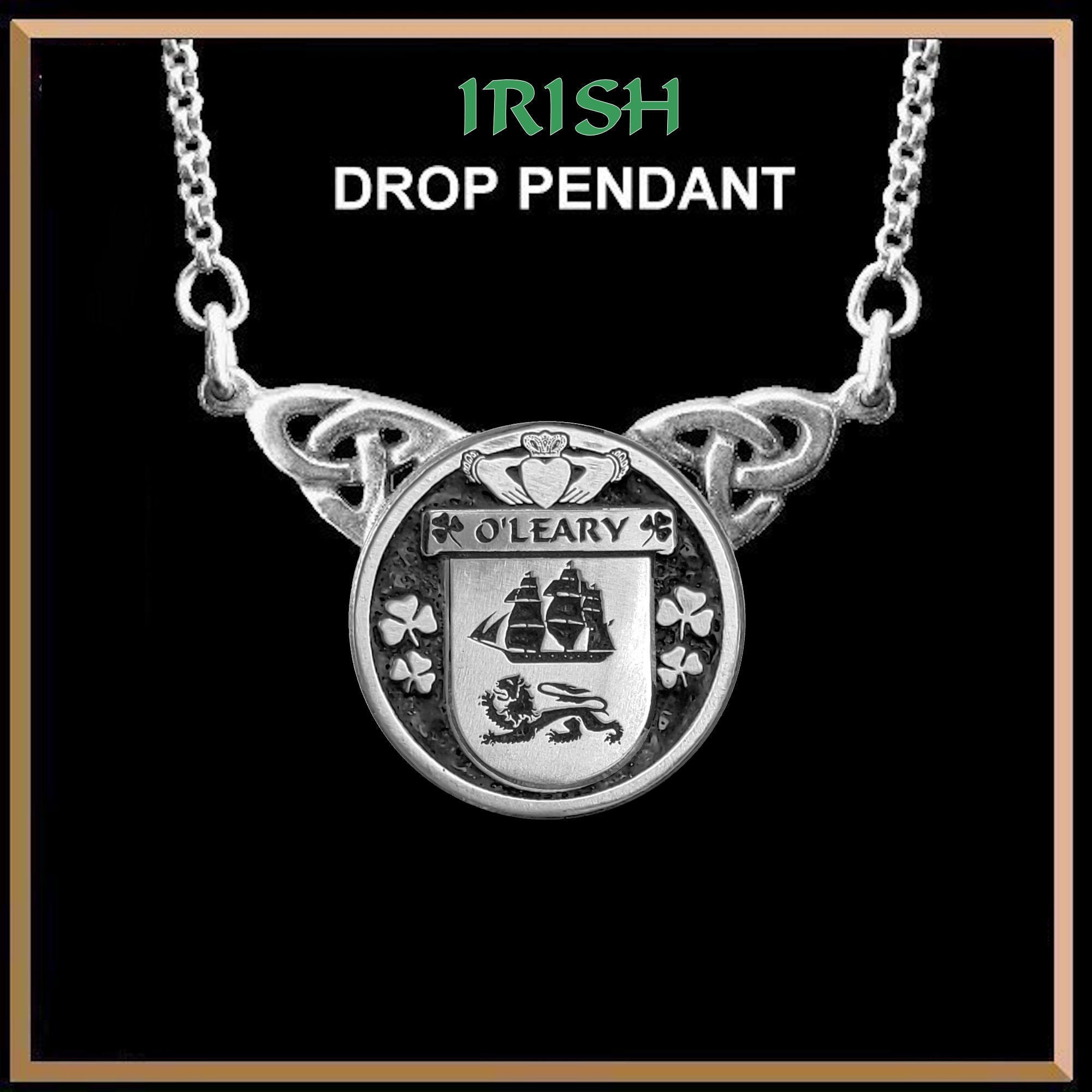 O'Leary Irish Coat of Arms Double Drop Pendant ~ ILP03