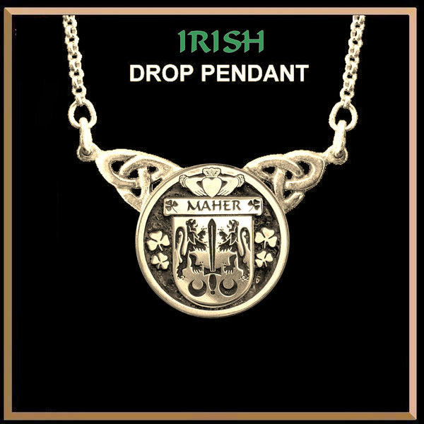 Maher Irish Coat of Arms Double Drop Pendant ~ ILP03