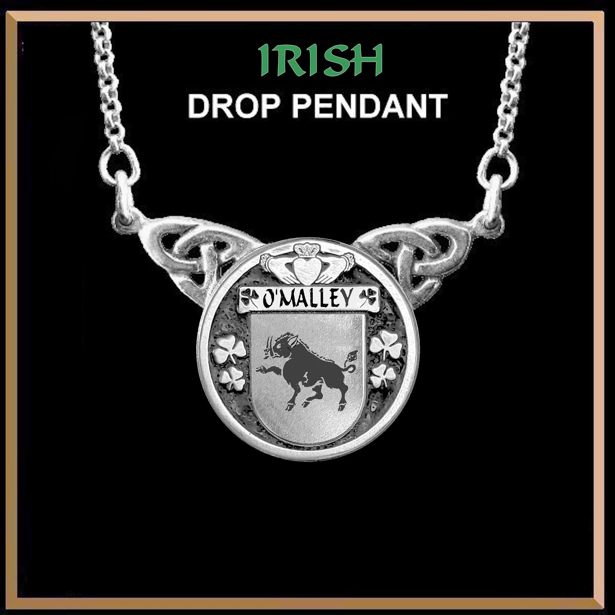 O'Malley Irish Coat of Arms Double Drop Pendant ~ ILP03
