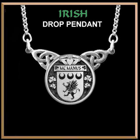 McManus Irish Coat of Arms Double Drop Pendant ~ ILP03