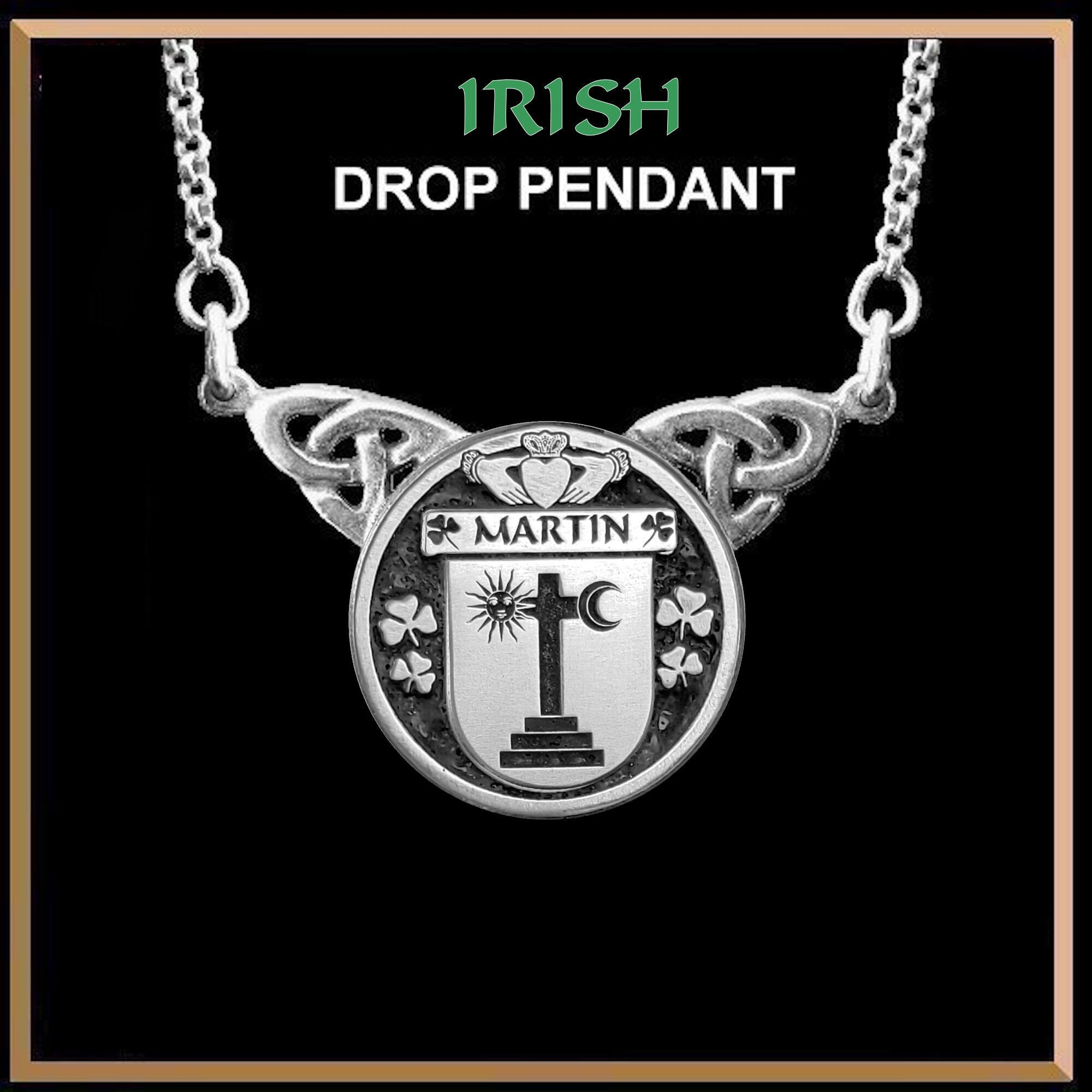 Martin Irish Coat of Arms Double Drop Pendant ~ ILP03