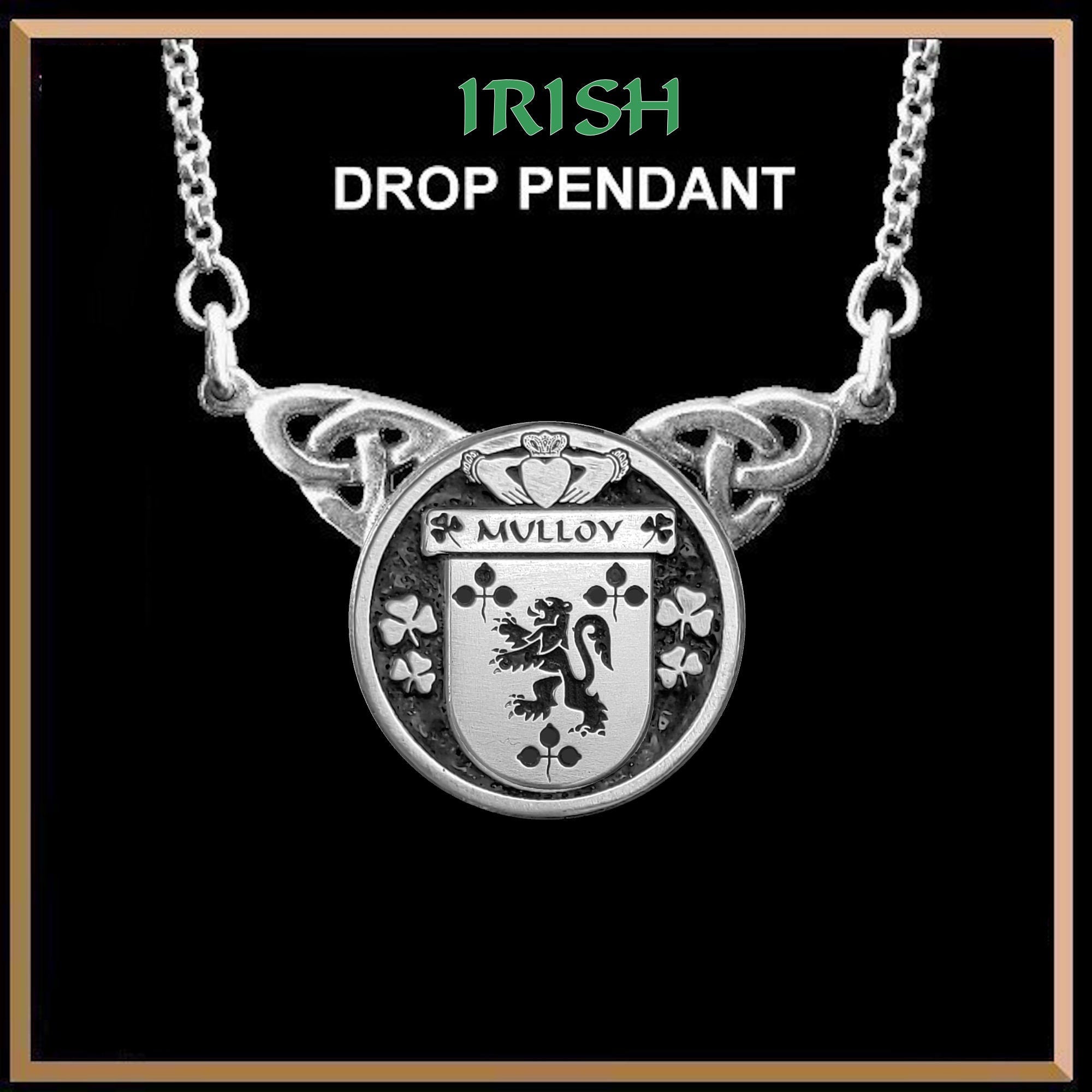 Mulloy Irish Coat of Arms Double Drop Pendant ~ ILP03