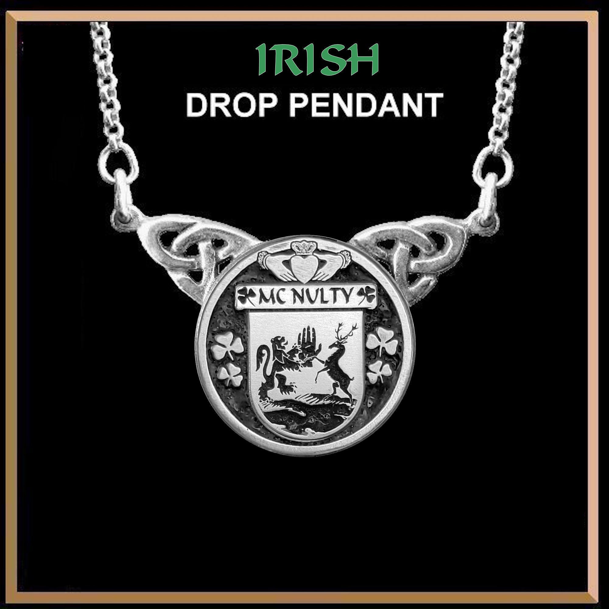 McNulty Irish Coat of Arms Double Drop Pendant ~ ILP03