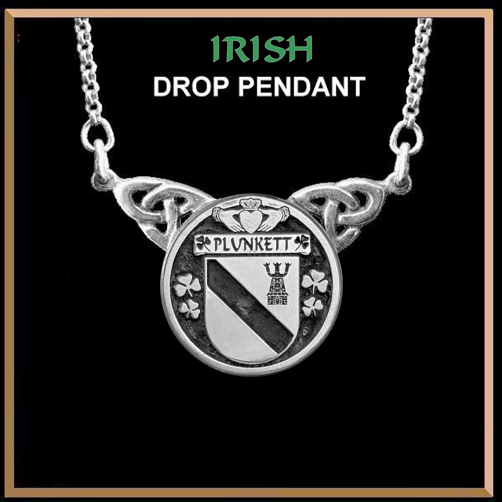 Plunkett Irish Coat of Arms Double Drop Pendant ~ ILP03