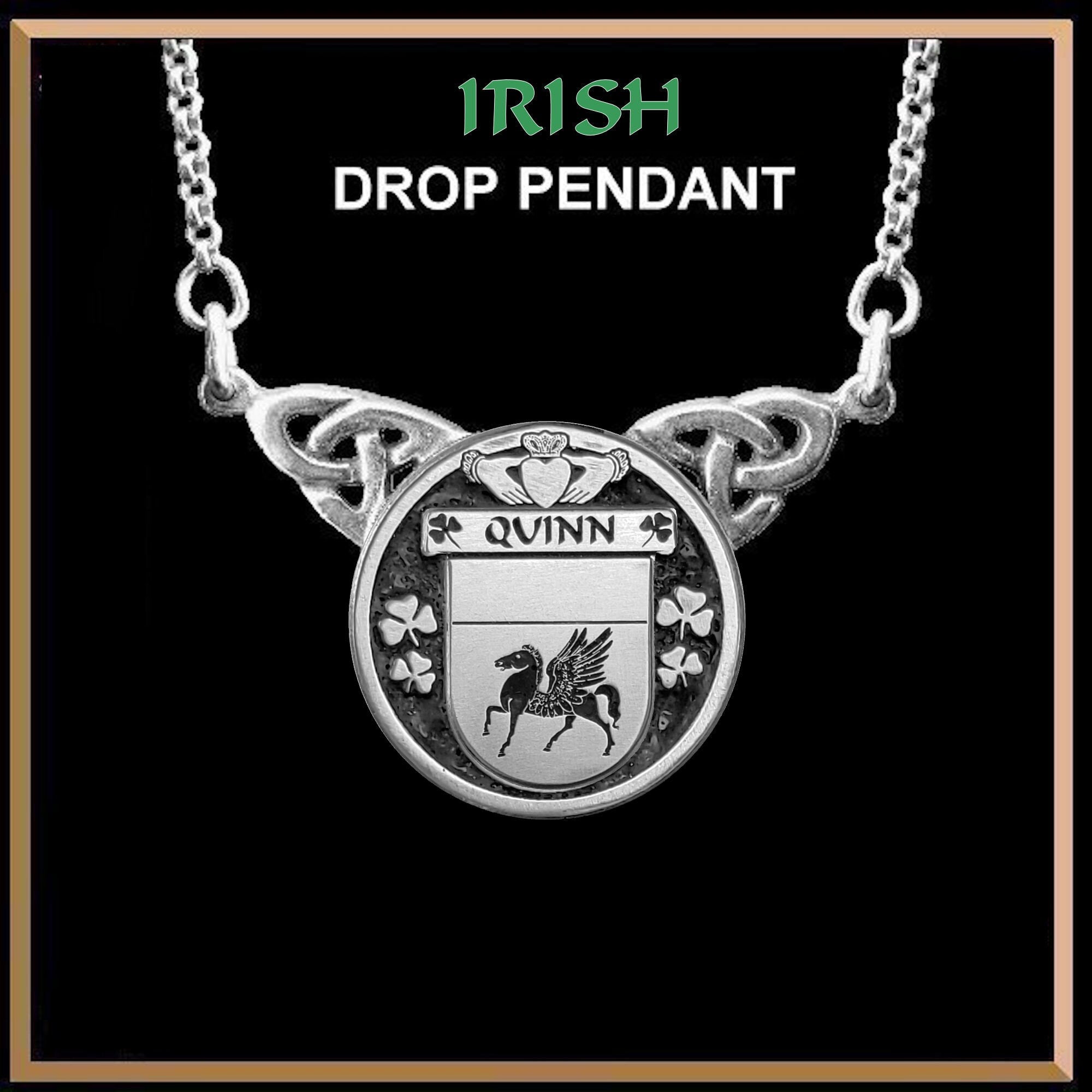 Quinn Irish Coat of Arms Double Drop Pendant ~ ILP03