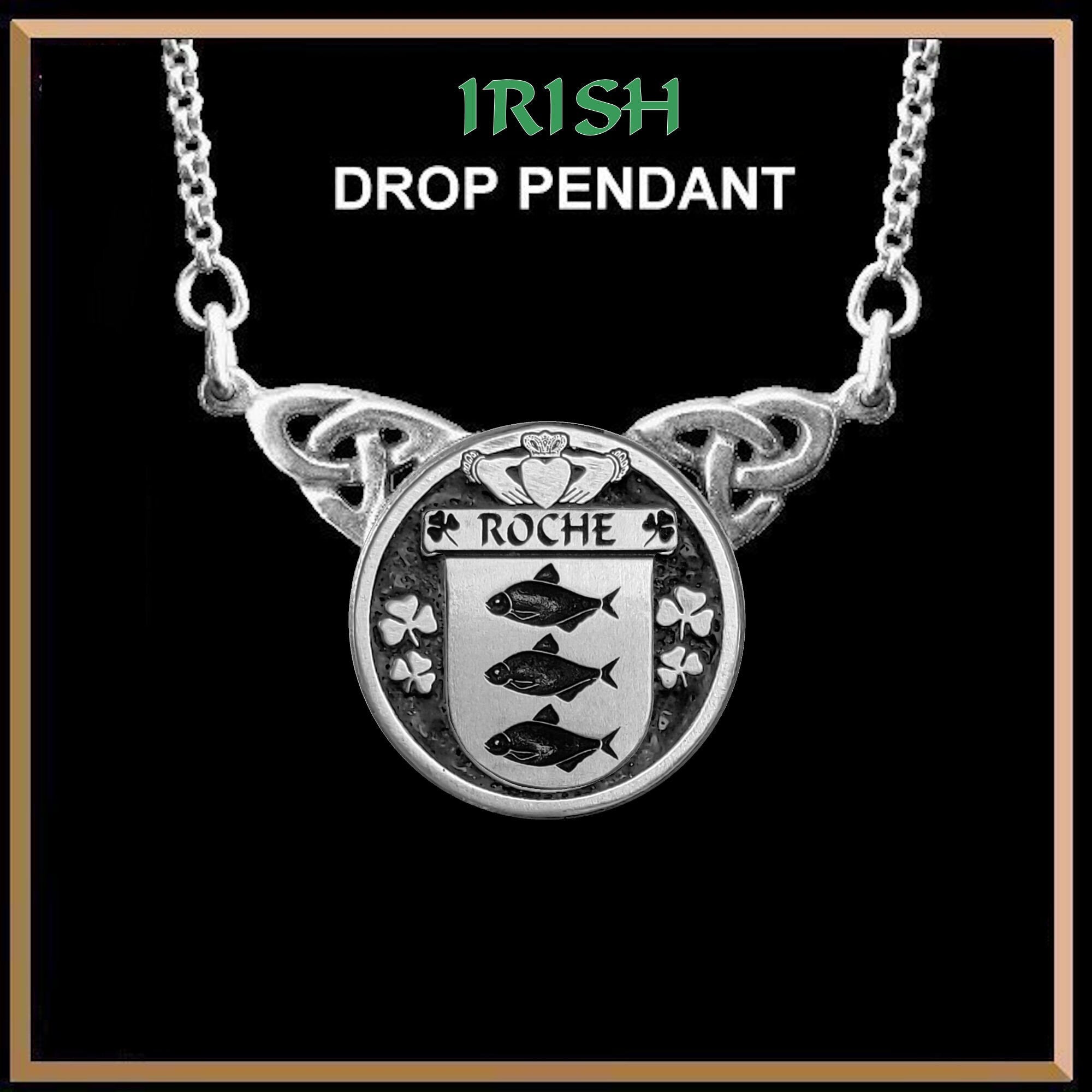 Roche Irish Coat of Arms Double Drop Pendant ~ ILP03