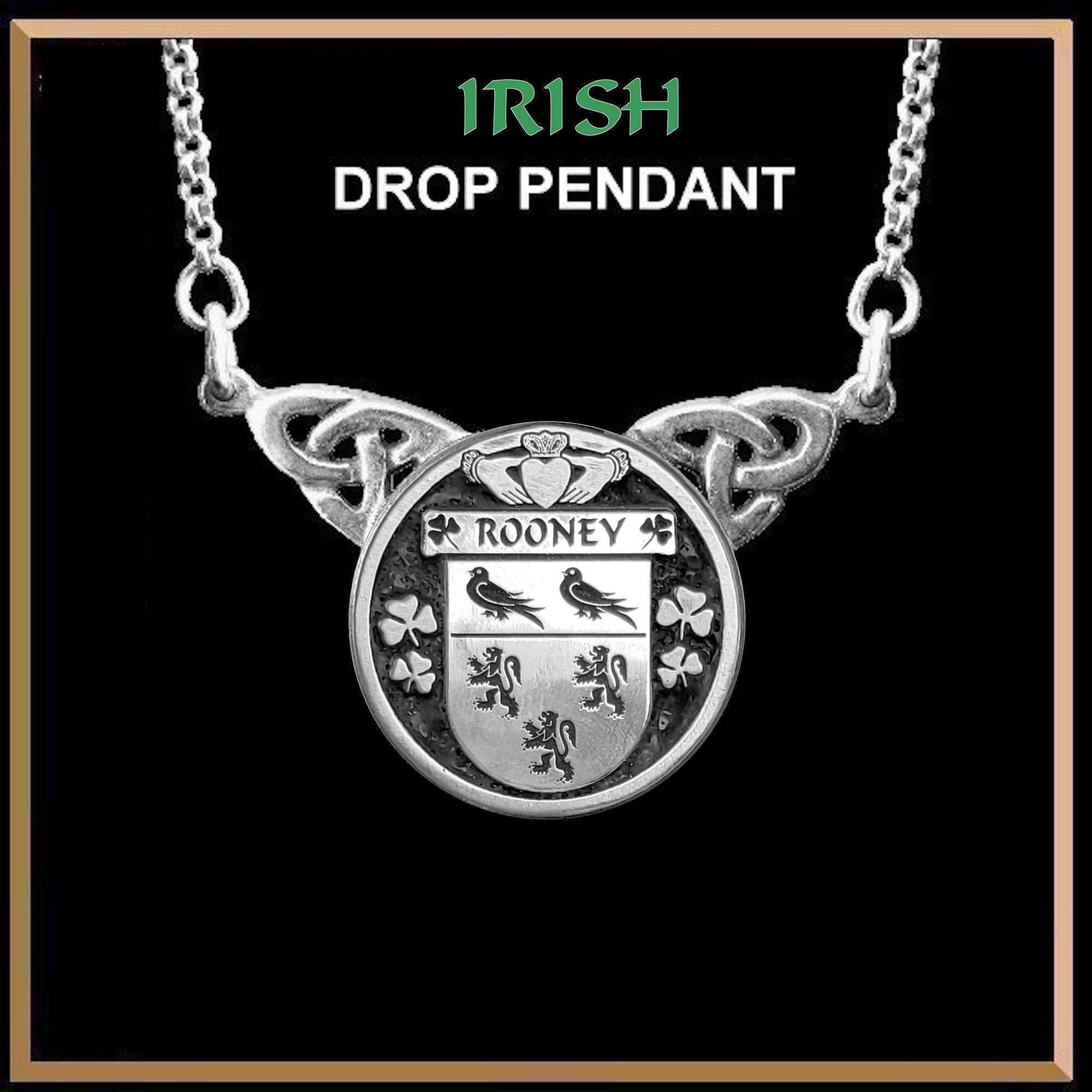 Rooney Irish Coat of Arms Double Drop Pendant ~ ILP03