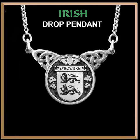 O'Rourke Irish Coat of Arms Double Drop Pendant ~ ILP03