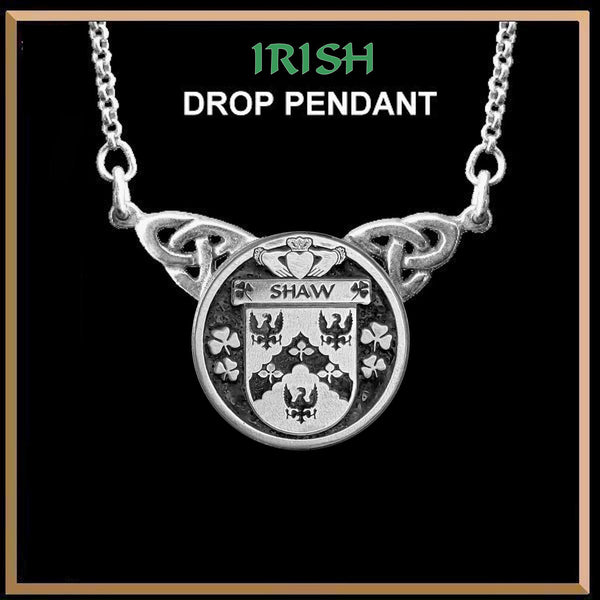 Shaw Irish Coat of Arms Double Drop Pendant ~ ILP03