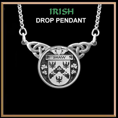 Shaw Irish Coat of Arms Double Drop Pendant ~ ILP03
