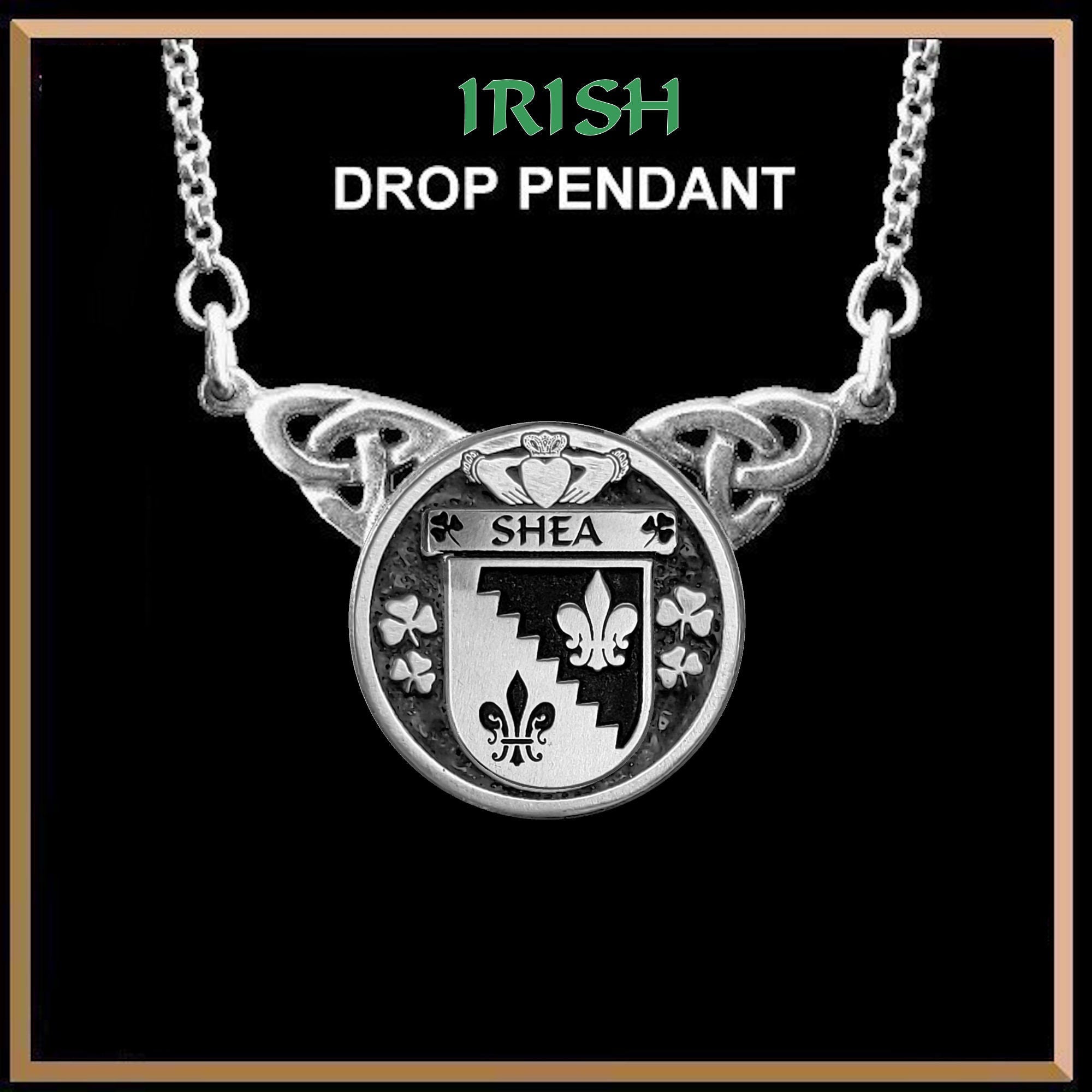 Shea Irish Coat of Arms Double Drop Pendant ~ ILP03