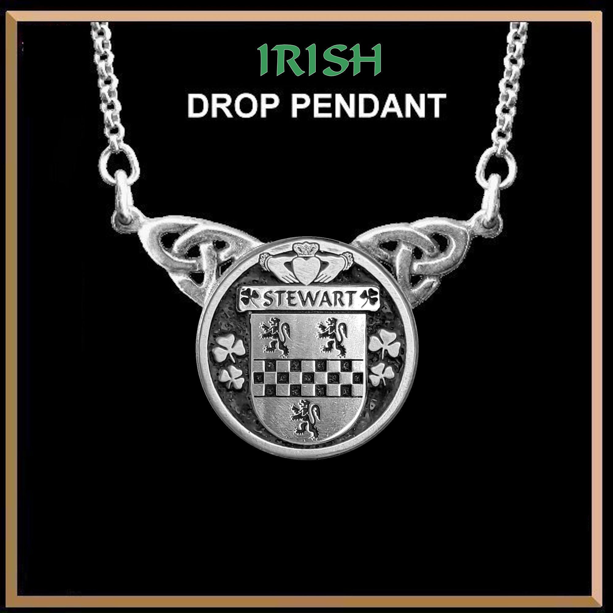 Stewart Irish Coat of Arms Double Drop Pendant ~ ILP03