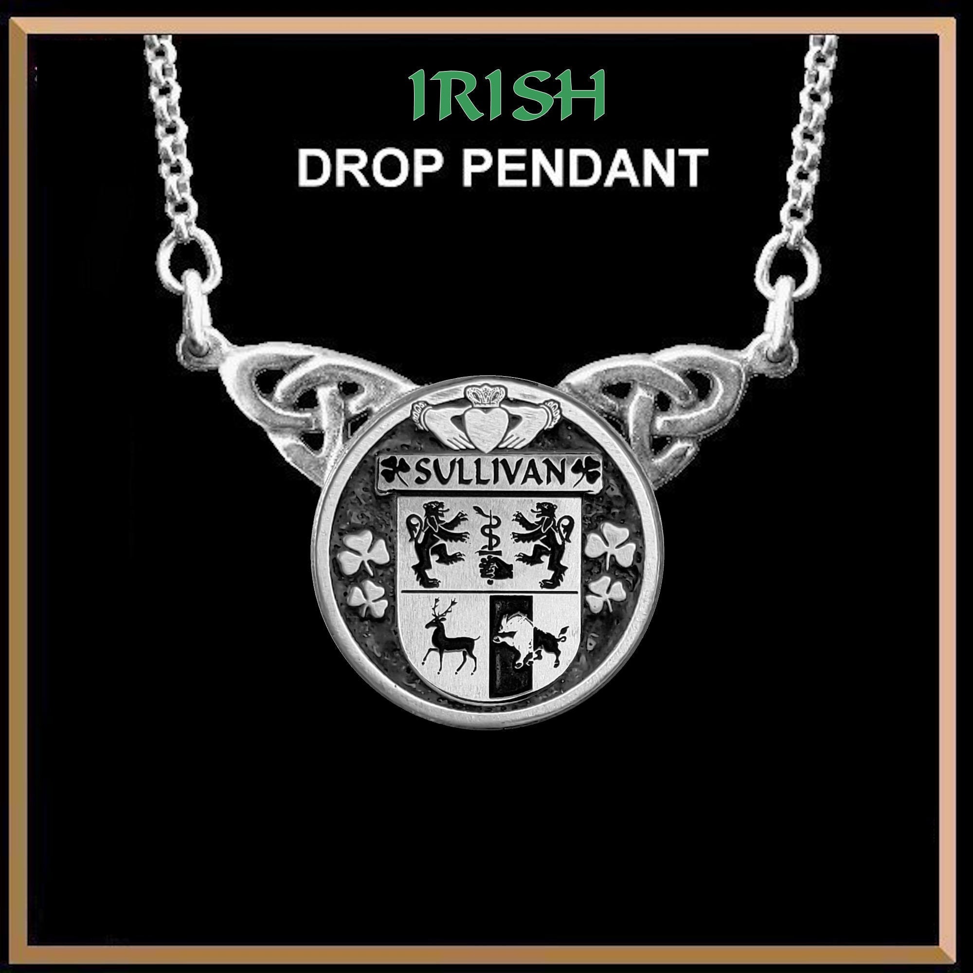 Sullivan Irish Coat of Arms Double Drop Pendant ~ ILP03
