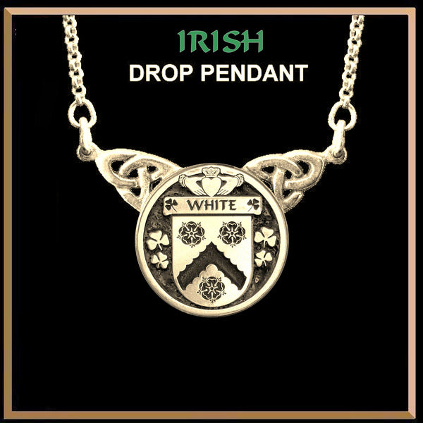 White Irish Coat of Arms Double Drop Pendant ~ ILP03