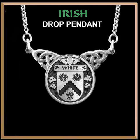 White Irish Coat of Arms Double Drop Pendant ~ ILP03