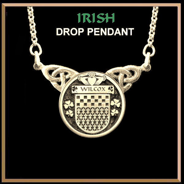 Wilcox Irish Coat of Arms Double Drop Pendant ~ ILP03