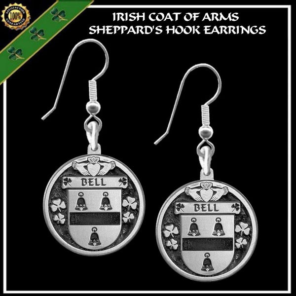 Bell Irish Disk Coat of Arms Earrings