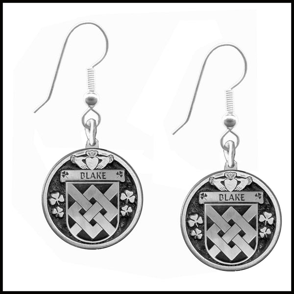 Blake Irish Disk Coat of Arms Earrings