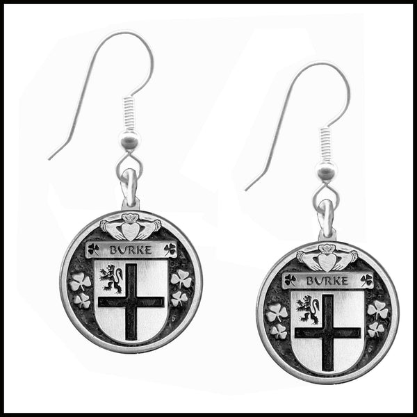 Burke Irish Disk Coat of Arms Earrings