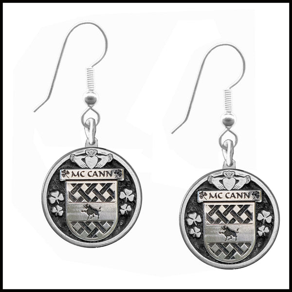 McCann Irish Disk Coat of Arms Earrings