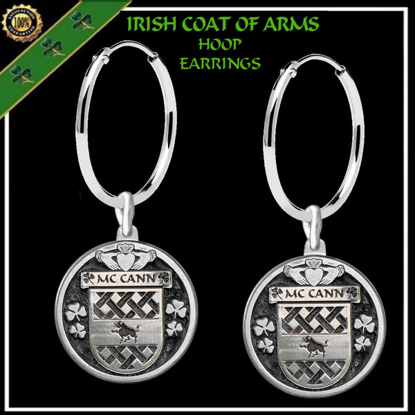 McCann Irish Disk Coat of Arms Earrings