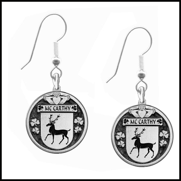 McCarthy Irish Disk Coat of Arms Earrings