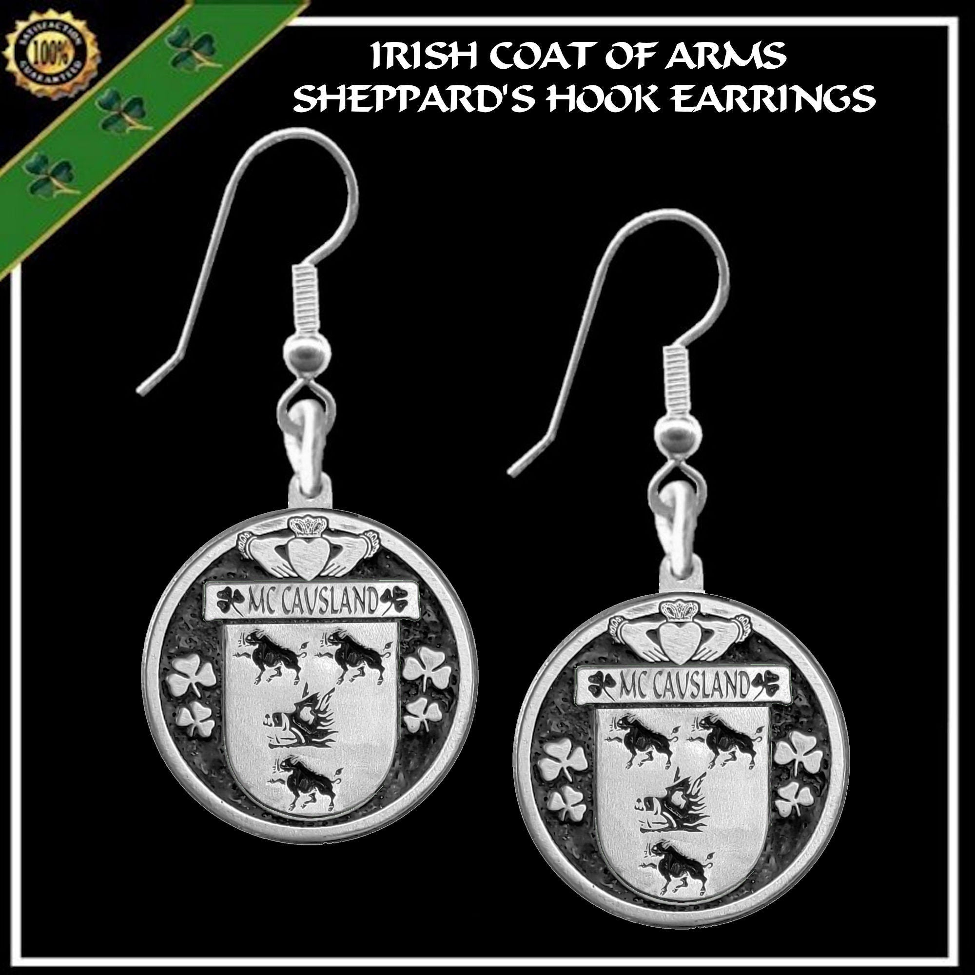 McCausland Irish Disk Coat of Arms Earrings