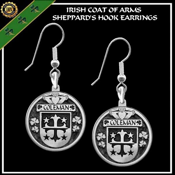 Coleman Irish Disk Coat of Arms Earrings
