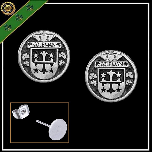 Coleman Irish Disk Coat of Arms Earrings